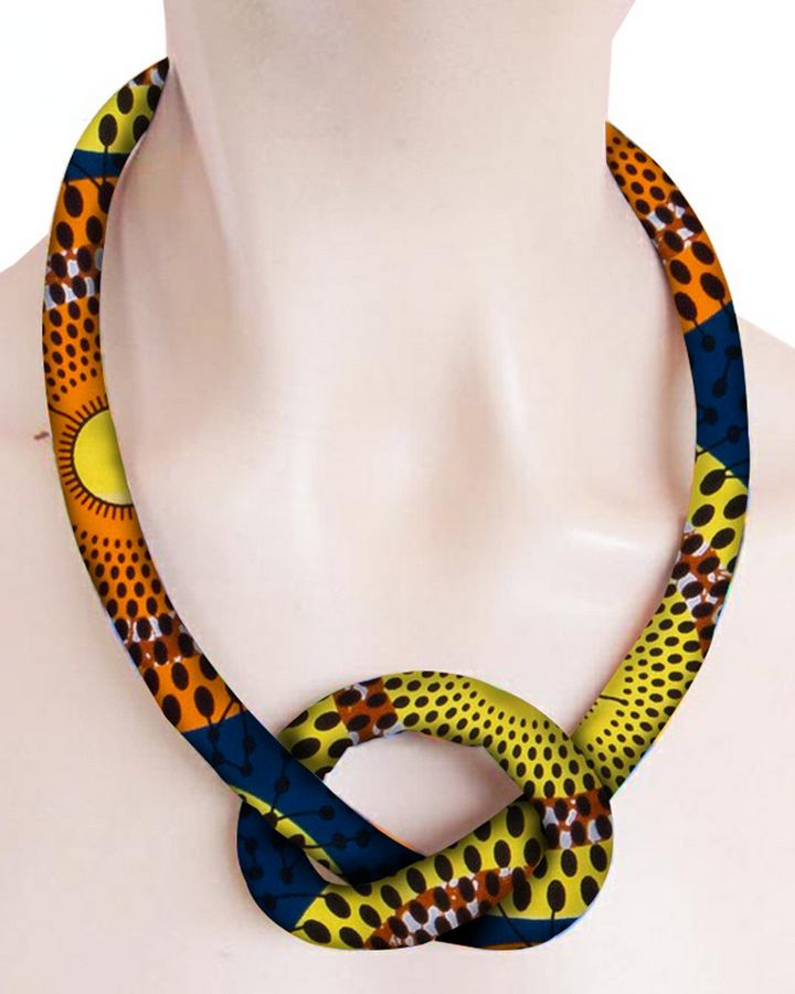 Handmade Ankara Print Cotton Cord Necklace