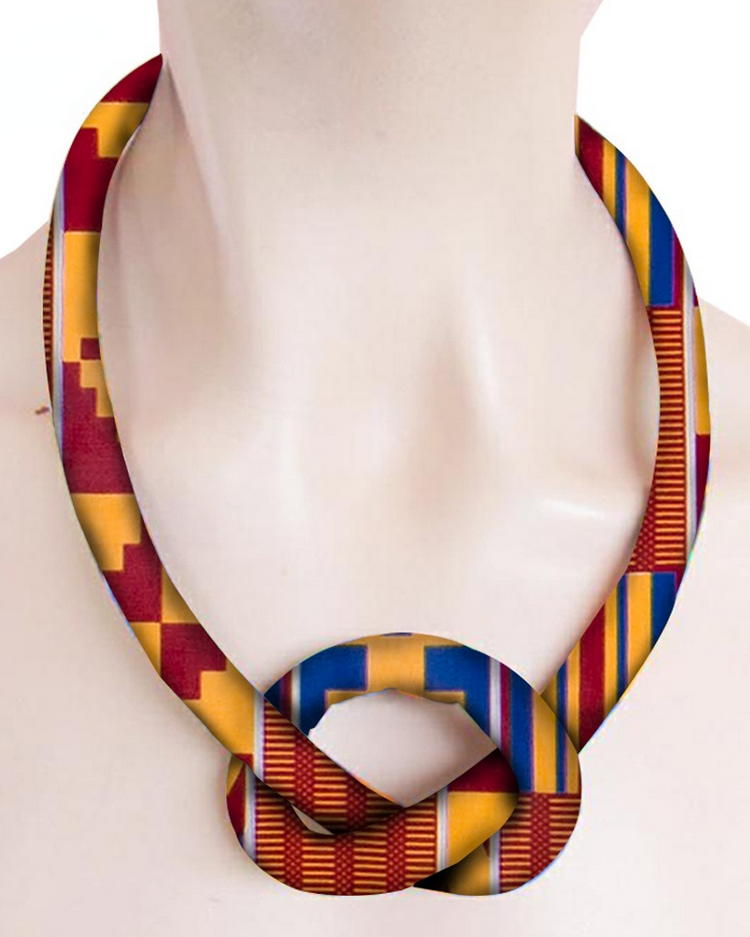 Handmade Ankara Print Cotton Cord Necklace