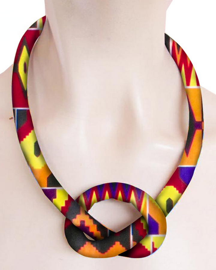 Handmade Ankara Print Cotton Cord Necklace