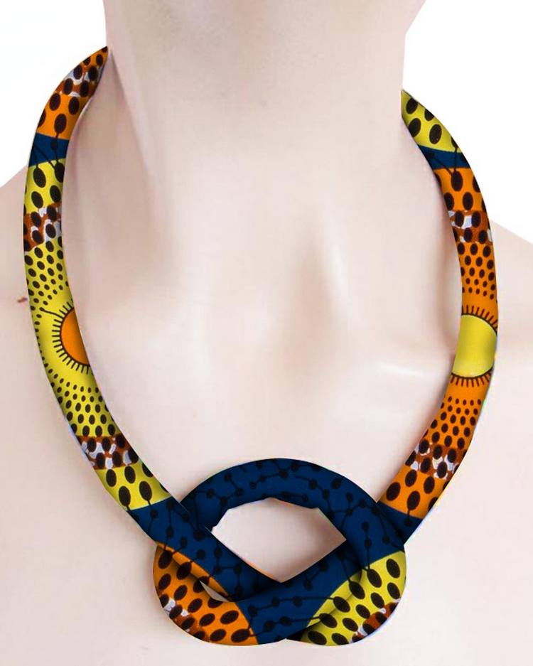 Handmade Ankara Print Cotton Cord Necklace
