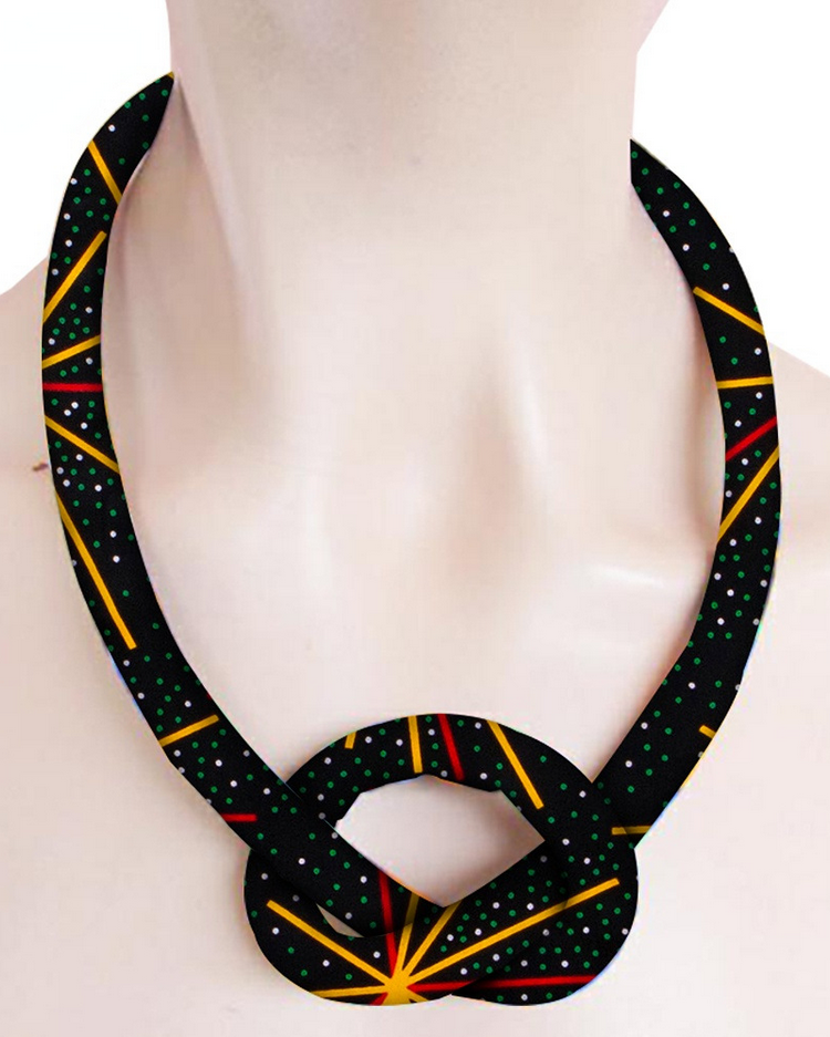 Handmade Ankara Print Cotton Cord Necklace
