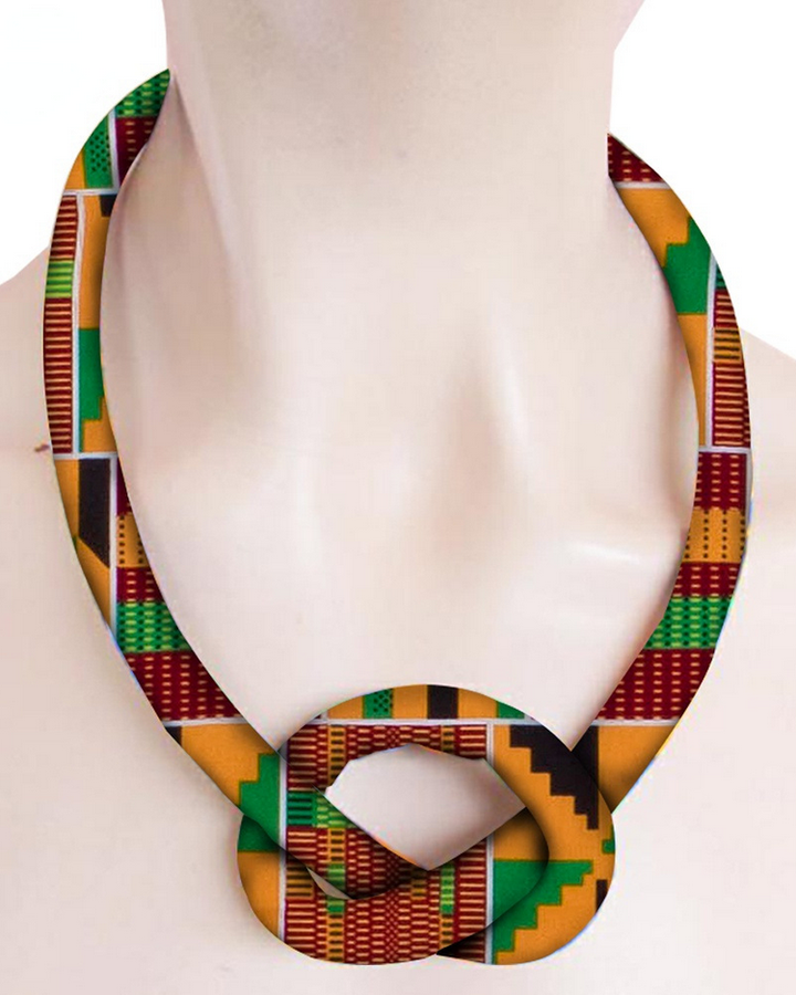 Handmade Ankara Print Cotton Cord Necklace