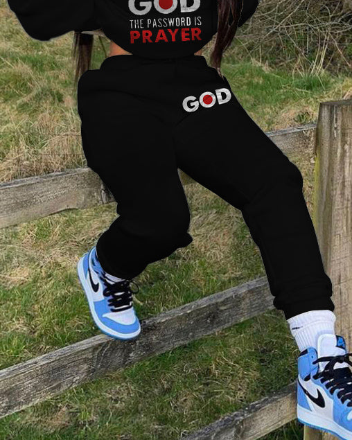 Connect with God Long Sleeve Hoodie Two Pieces Set