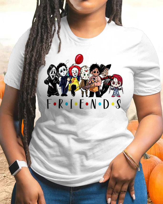 Halloween Hockey Mask Killer Cotton Crew Neck Short Sleeve Tshirt