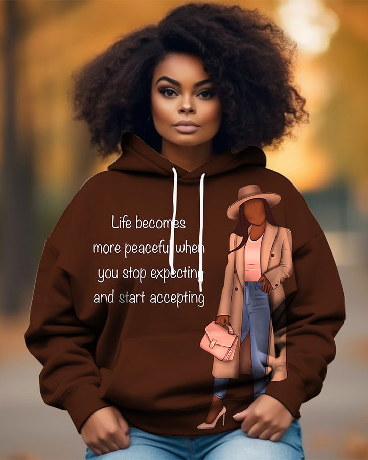 Life becomes More peaceful When You... Long-sleeved Hoodie