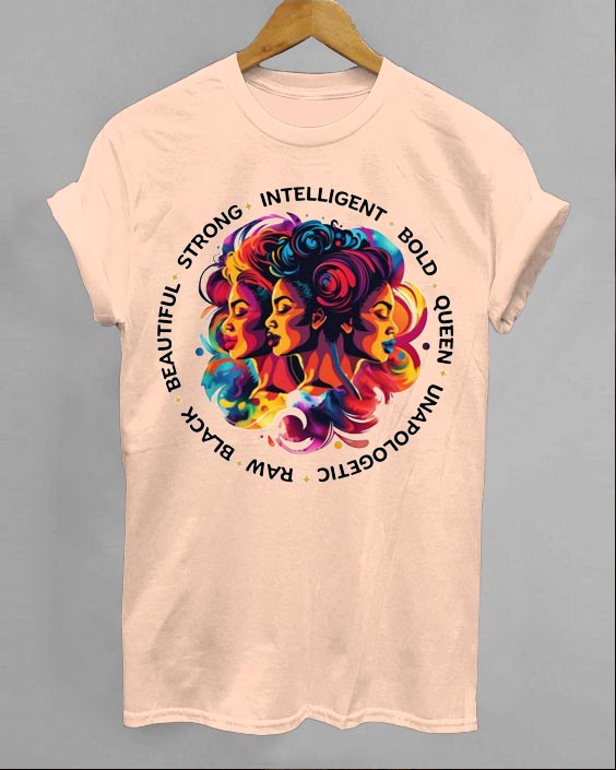 Black Beautiful Strong Crew Neck Short Sleeve T-Shirt