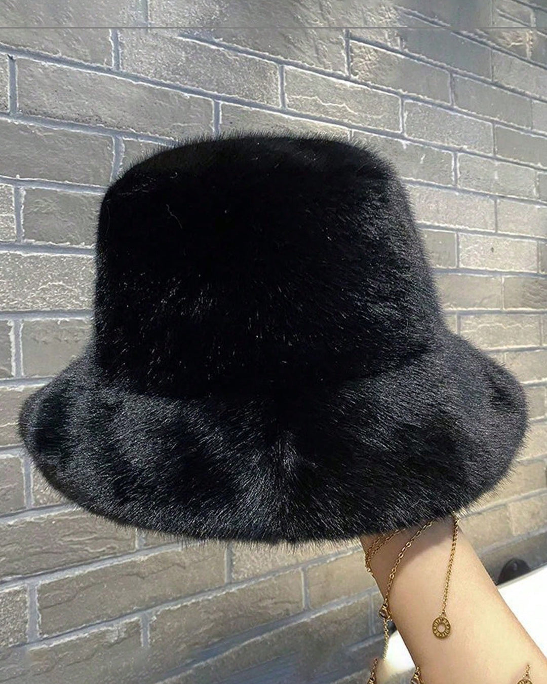 Imitation Mink Hair Fashion Warm Thickened All-match Large Brim Fleece Hat