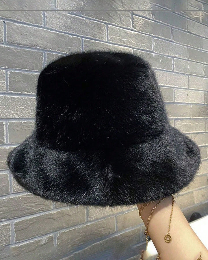 Imitation Mink Hair Fashion Warm Thickened All-match Large Brim Fleece Hat