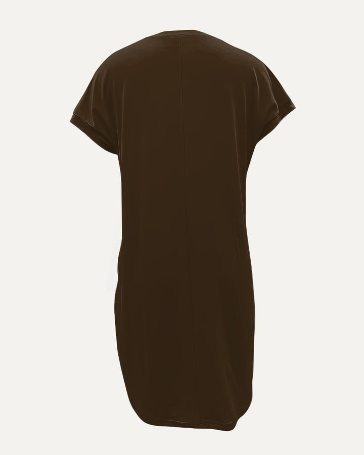Crewneck Raglan-Sleeve Pocket Dress with Cartoon and Letter Prints