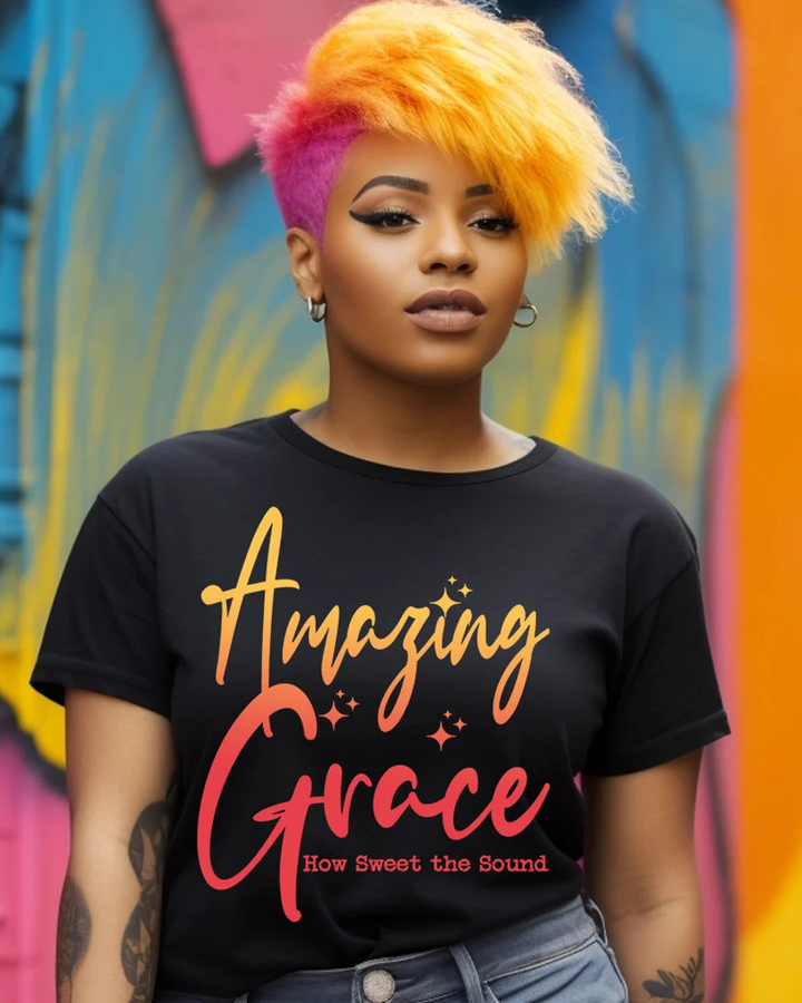 Amazing Grace How Sweet The Sound 100% Cotton Crew Neck Short Sleeve Tshirt