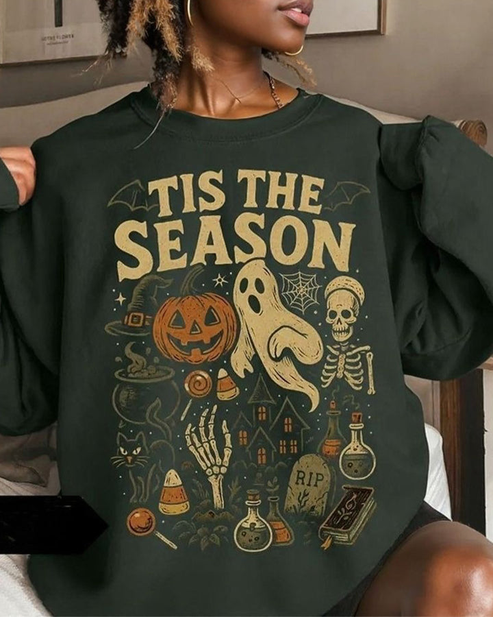 Retro Halloween Cotton Long Sleeve Sweatshirt
