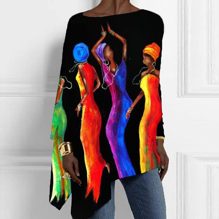 America Balck Dancing In The Rain Loose Hem Top