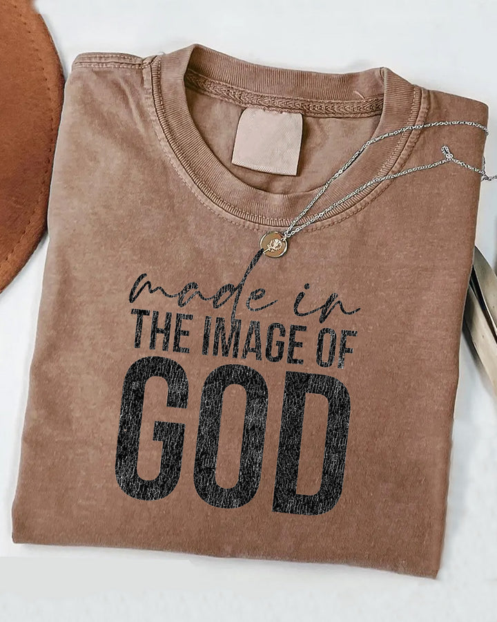 Made In The Image Of God Washed Cotton Crew Neck Loose Short Sleeve Tshirt