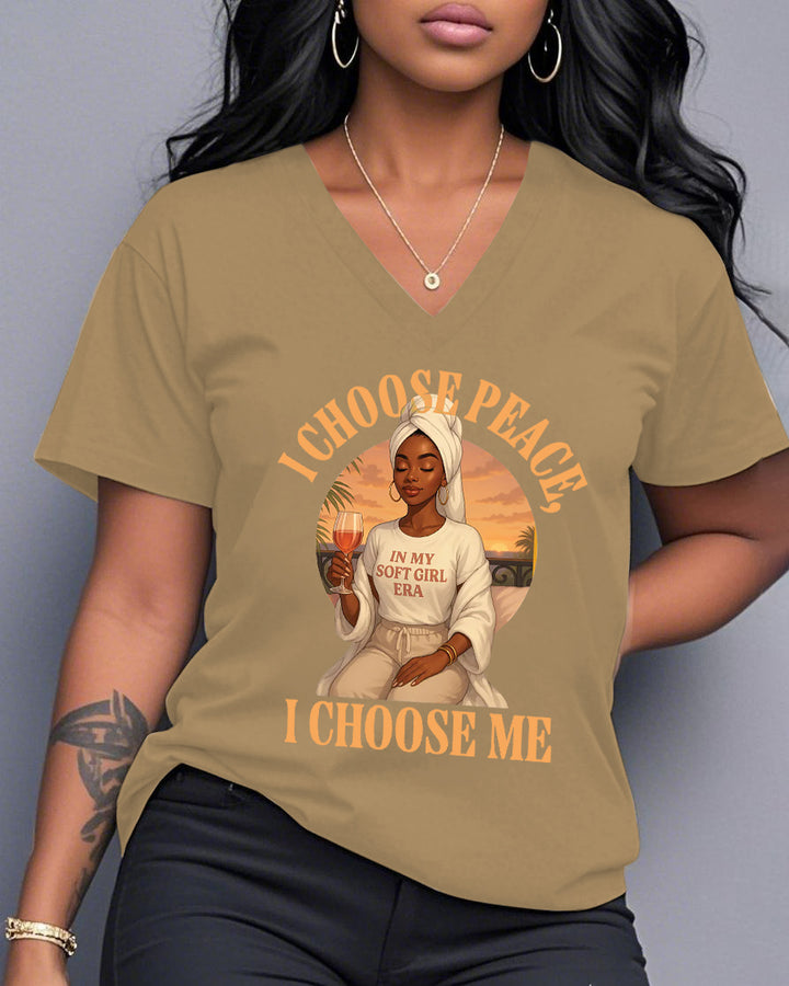 In My Soft Girl Era 100% Cotton V-neck Short Sleeve Tshirt
