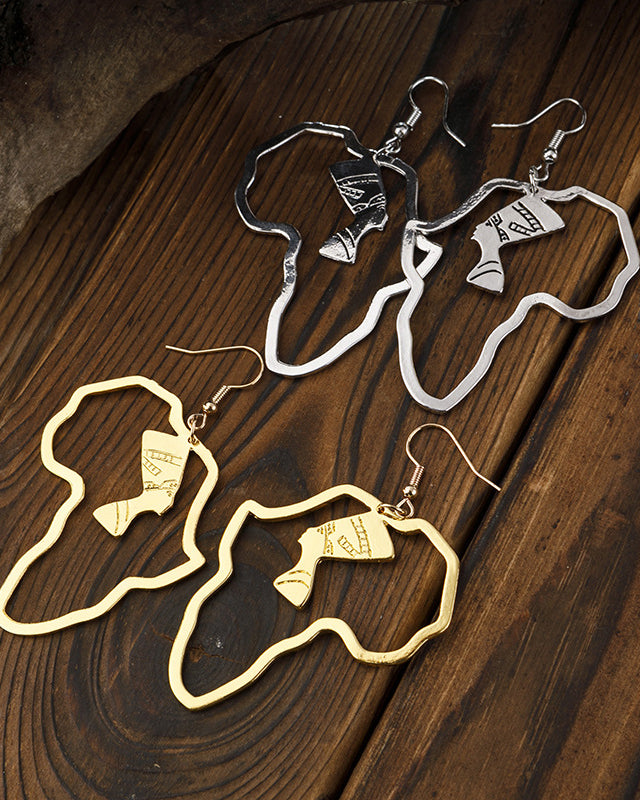 Egyptian Queen African Map Earrings