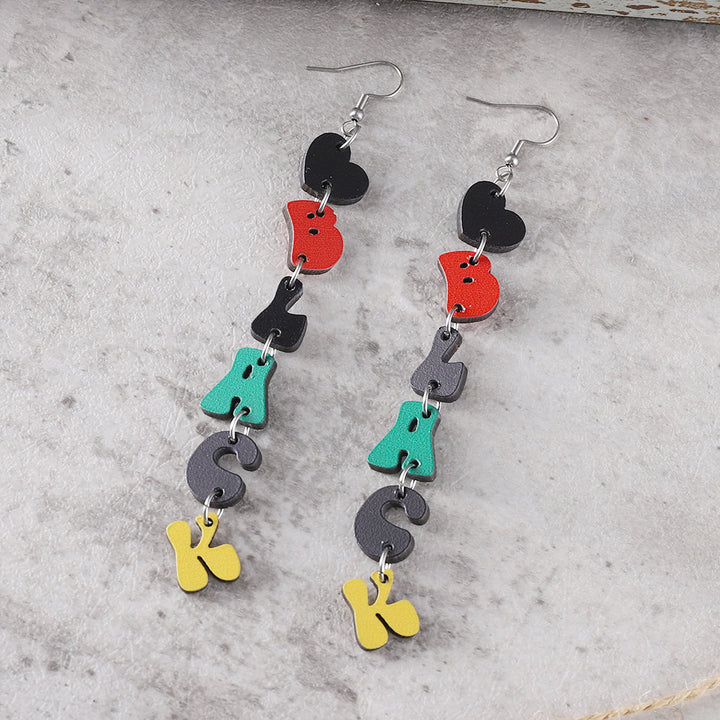 Juneteenth Love BLACK Stitching Tassel Earrings