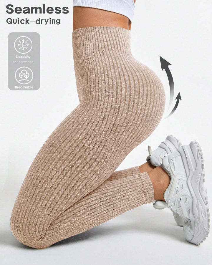 Women's Solid High Waist Seamless Yoga Leggings