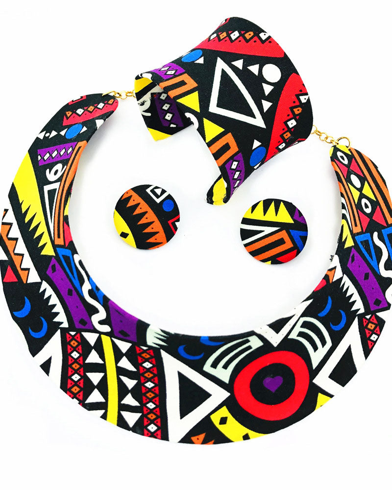 African Tribal Totem Necklace Earring Set