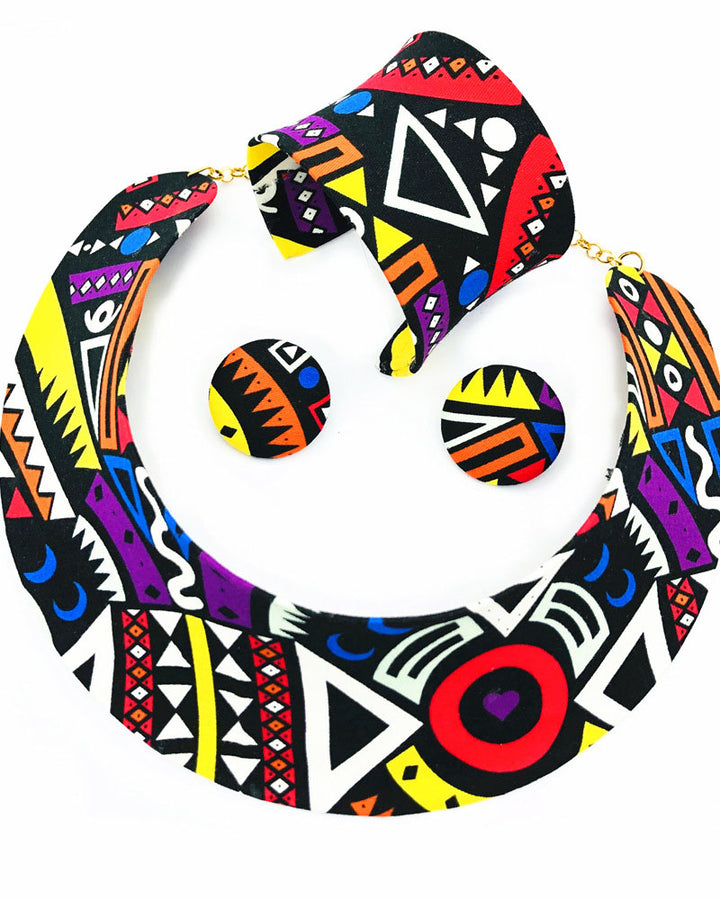 African Tribal Totem Necklace Earring Set