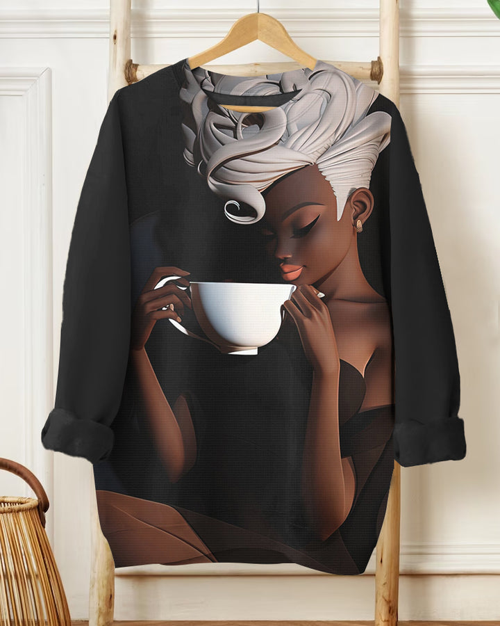 Stunning Styles for Black Women Crewneck Long Sleeve Sweatshirt