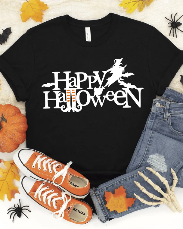 Happy Halloween 100% Cotton Crew Neck Short Sleeve Tshirt