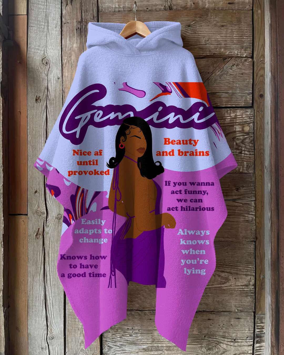 Gemini Girly Season Hooded Warm Shawl Cape