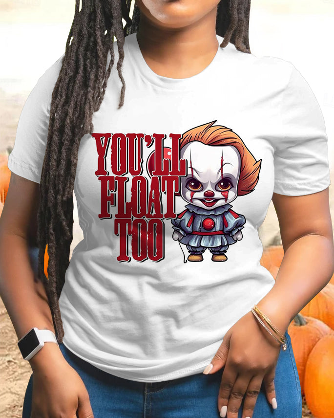 Halloween You Will Float Too Cotton Crew Neck Short Sleeve Tshirt