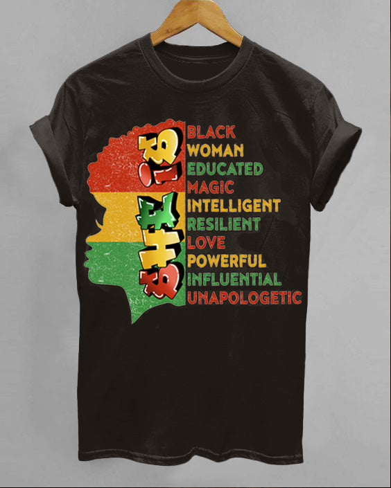She Is Black Woman Crew Neck Short Sleeve Cotton T-Shirt