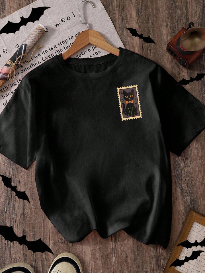 Trick Or Treat Halloween Cotton Crew Neck Short Sleeve T-shirt