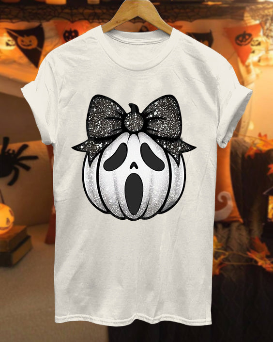 Halloween Devil Pumpkin 100% Cotton Crew Neck Short Sleeve Tshirt