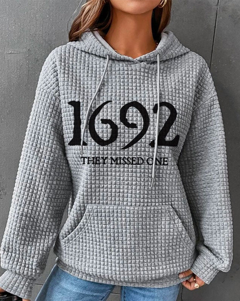 Women's 1692 They Missed One Salem Witch Print Waffle Hoodie
