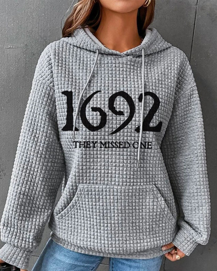 Women's 1692 They Missed One Salem Witch Print Waffle Hoodie