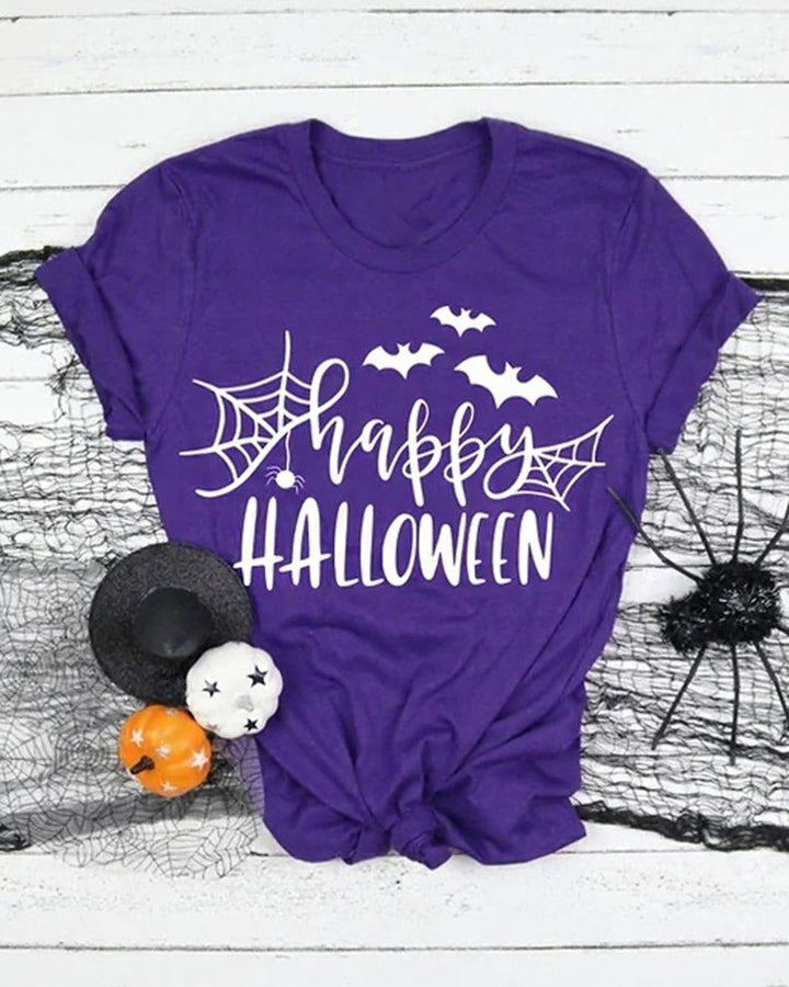 Happy Halloween Crew Neck Casual Short-Sleeved T-Shirt