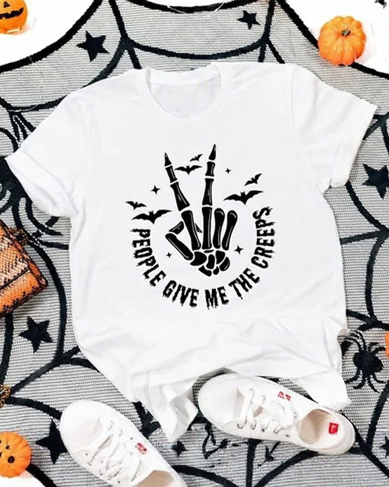 People Give Me The Creeps Crew Neck Casual Short-Sleeved T-Shirt