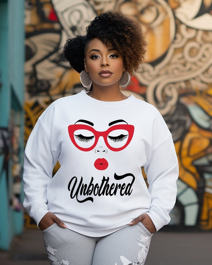 Unbothered Women's Motivational Crewneck Long Sleeve Sweatshirt