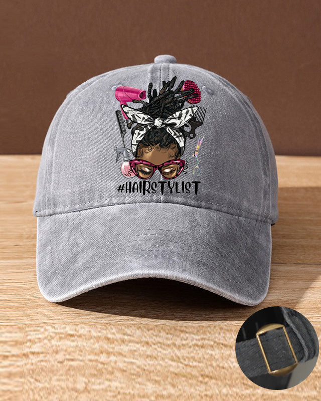 Afro Messy Loc Bun Hairstylist Wash Baseball Cap