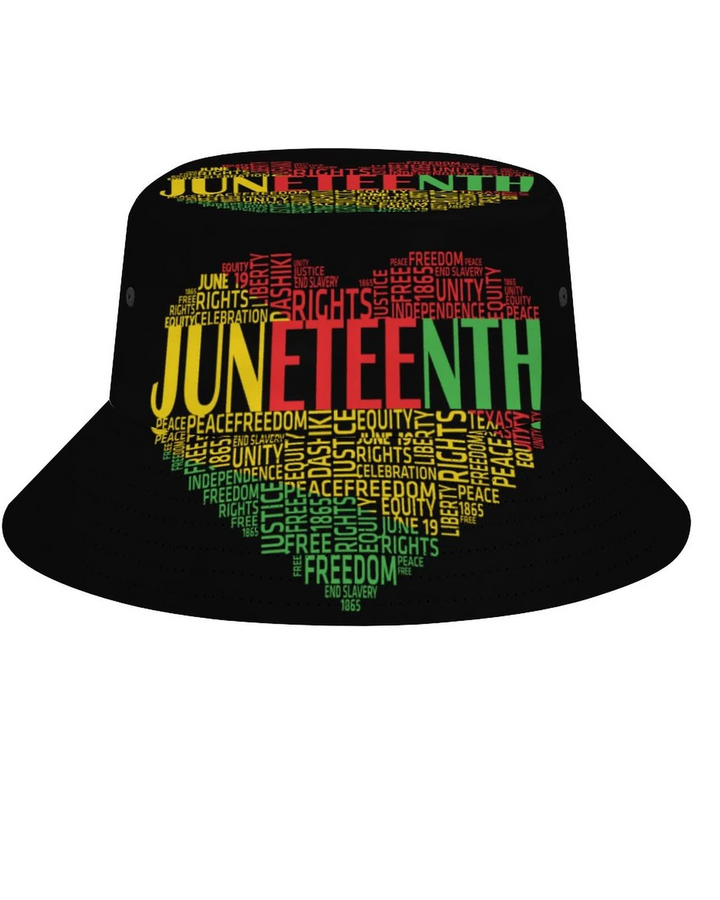Juneteenth Alphabet Heart Print Bucket Hat Travel Beach Sun Hat Fashion Caps Fisherman Hat
