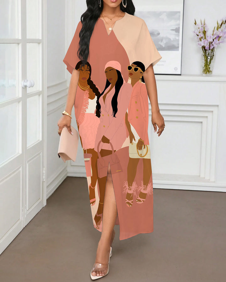 Brown Sisters V-neck Casual Elegant Dress
