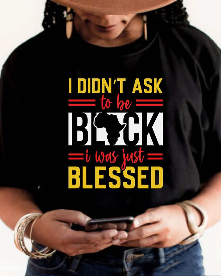 I Didn't Ask To Be Black Cotton Short Sleeve Tshirt