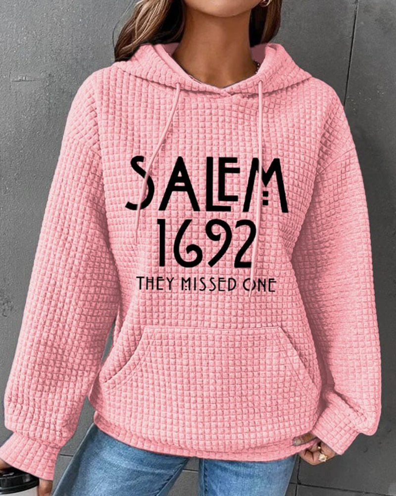 Women's 1692 They Missed One Salem Witch Print Waffle Hoodie