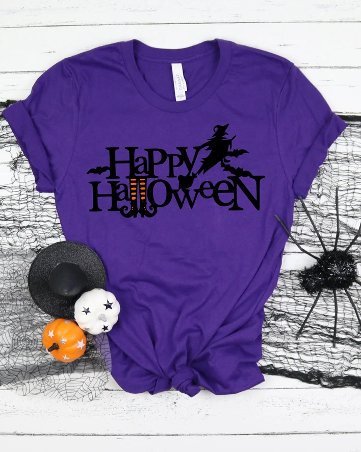 Happy Halloween 100% Cotton Crew Neck Short Sleeve Tshirt