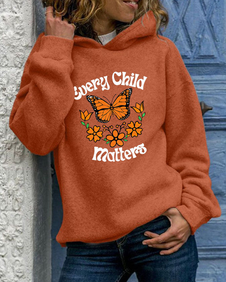 Women's Slogan  Every Child Matters With Pocket Long Sleeve Hoodie