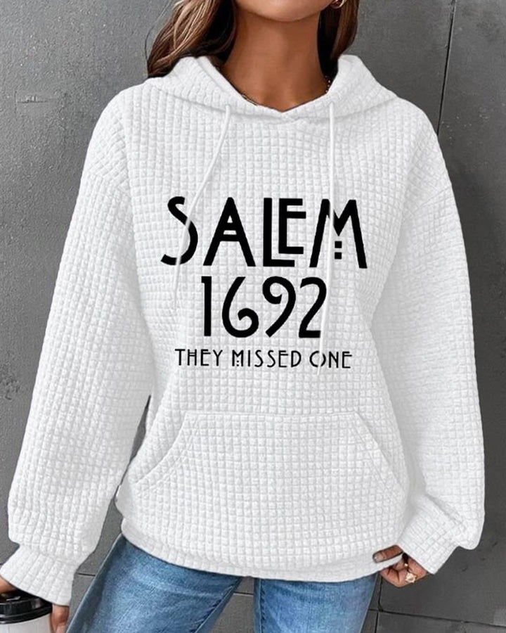 Women's 1692 They Missed One Salem Witch Print Waffle Hoodie