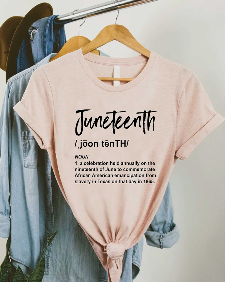 100% Cotton Juneteenth Definition Juneteenth 1865 Crew Neck Short Sleeve Tshirt