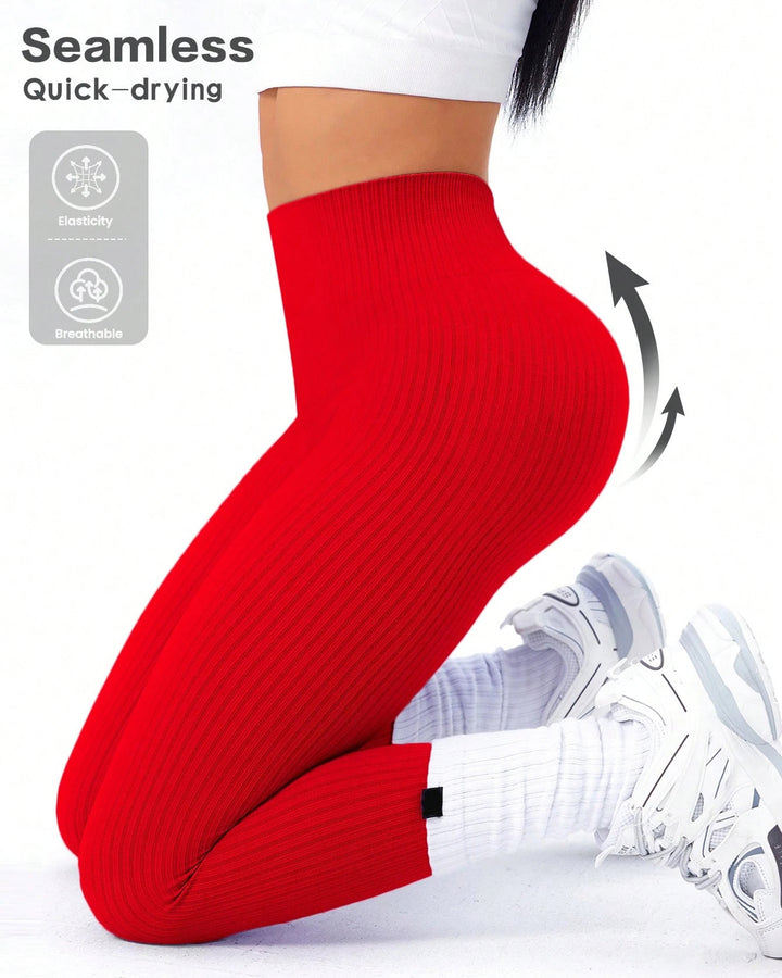 Women's Solid High Waist Seamless Yoga Leggings