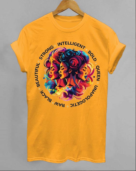 Black Beautiful Strong Crew Neck Short Sleeve T-Shirt