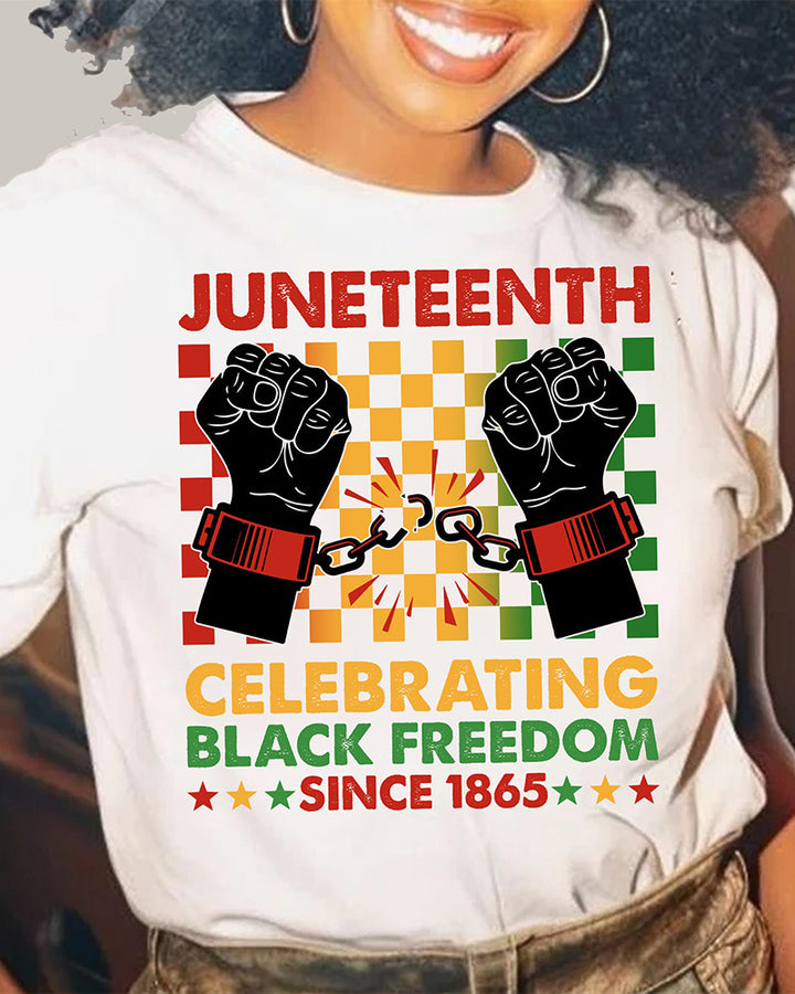 Juneteenth Breaking Every Chains Crew Neck Short Sleeve Cotton T-Shirt