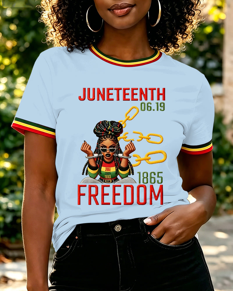 Juneteenth Freedom Print Crew Neck Short Sleeve Tshirt