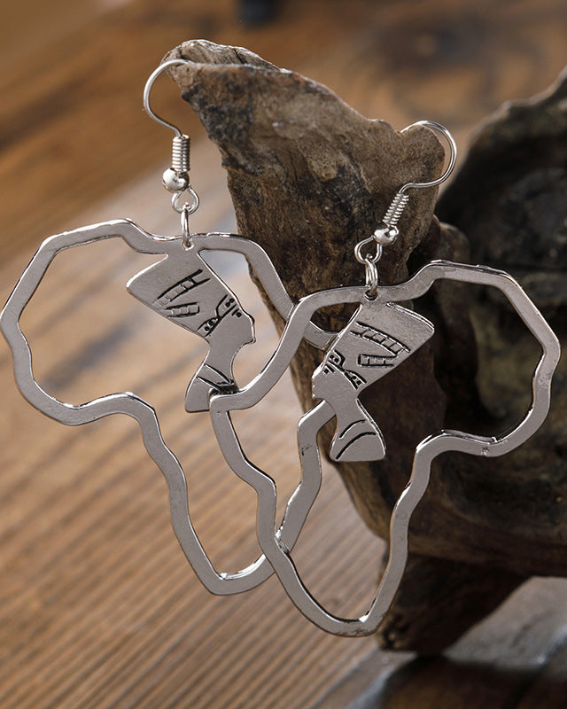 Egyptian Queen African Map Earrings