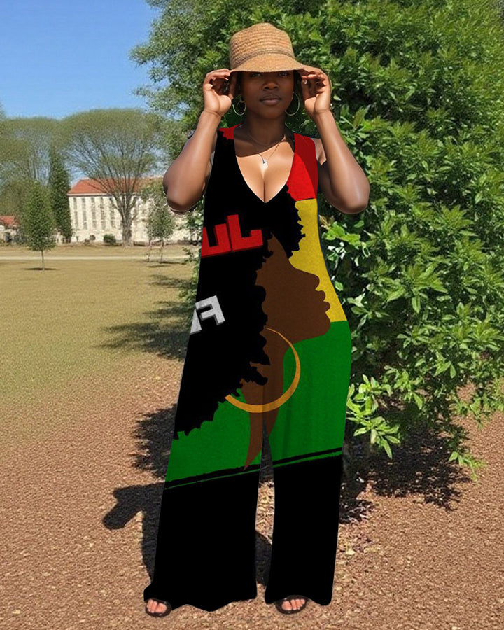 It Is The Juneteenth For Me V-Neck Hooded Sleeveless Jumpsuit